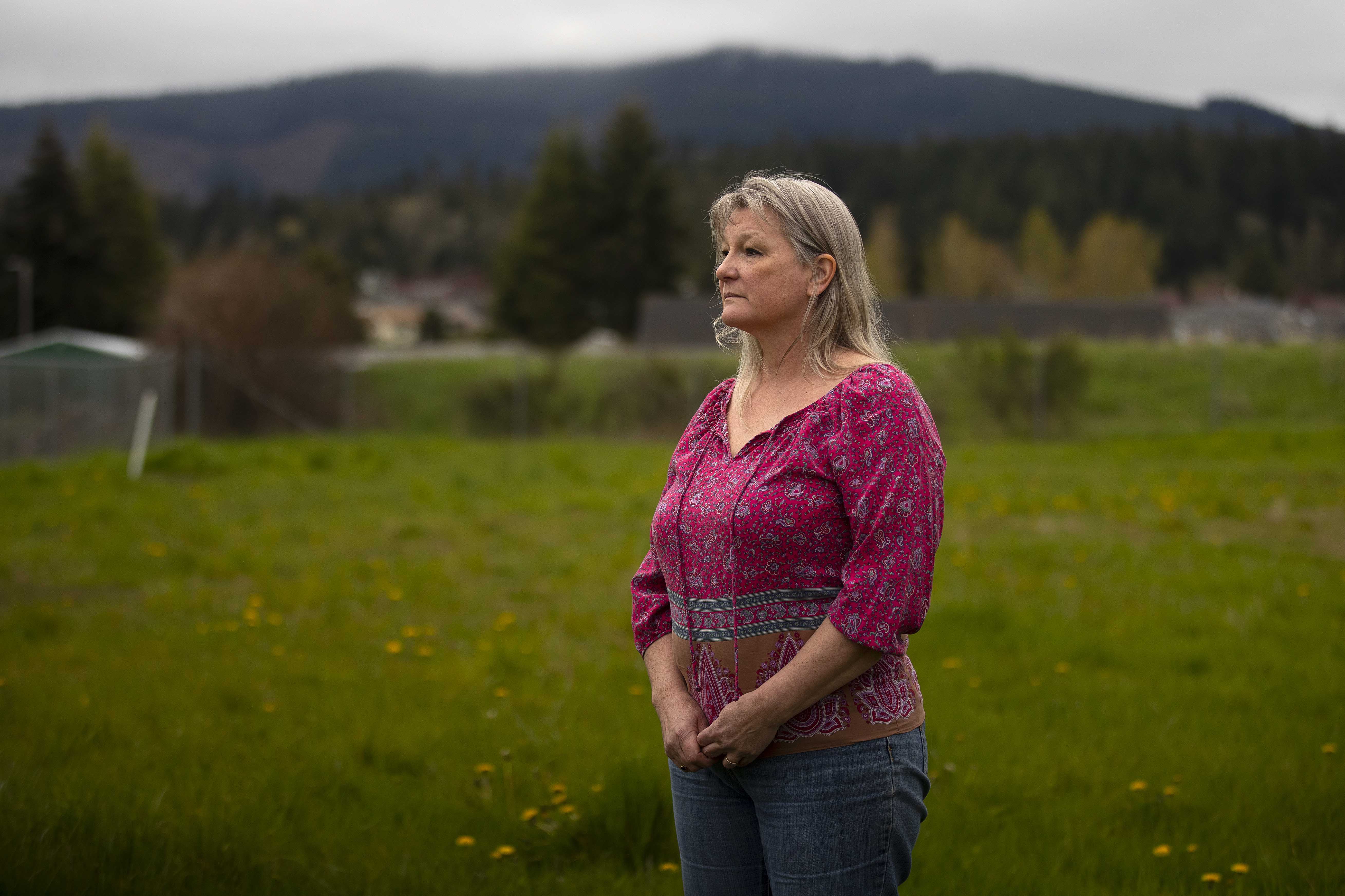 Vicki Lowe, executive director of the American Indian Health Commission for Washington state and Sequim city councilmember is photographed on a playground that she played on as a child on Tuesday, April 25, 2023, in Sequim. KUOW Photo/Megan Farmer.